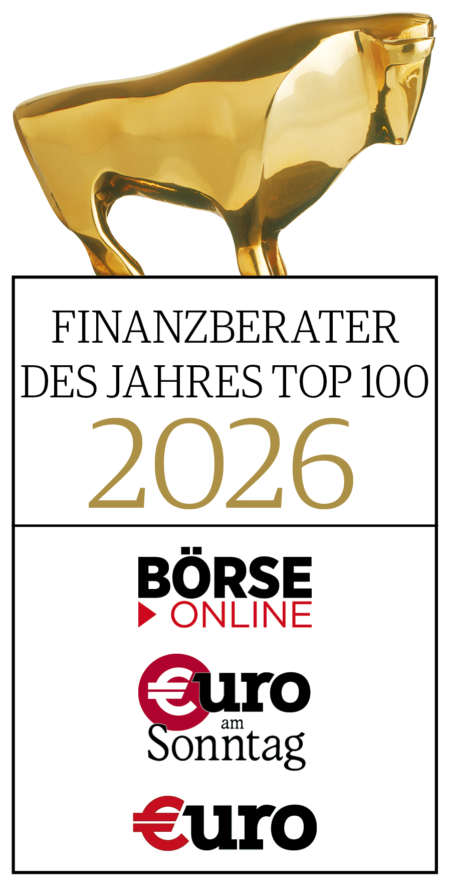 Siegel Finanzberater des Jahres Top 100 2026 – Börse Online, €uro am Sonntag, €uro